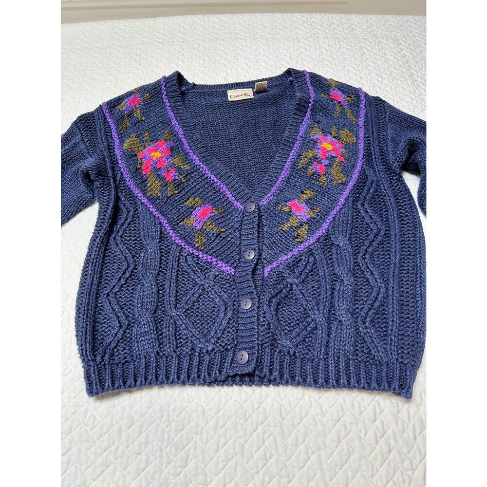 COPPER KEY Women’s Whimsical Cottage Core Oversized Floral Cardigan / Size -M